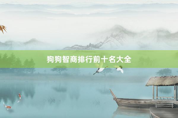 狗狗智商排行前十名大全
